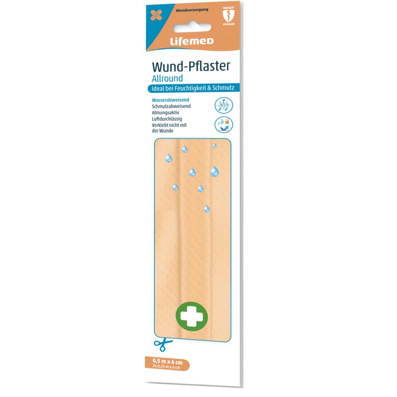 Lifemed Pansements tous usages couleur peau, 500 mm × 60 mm, PE hydrofuge