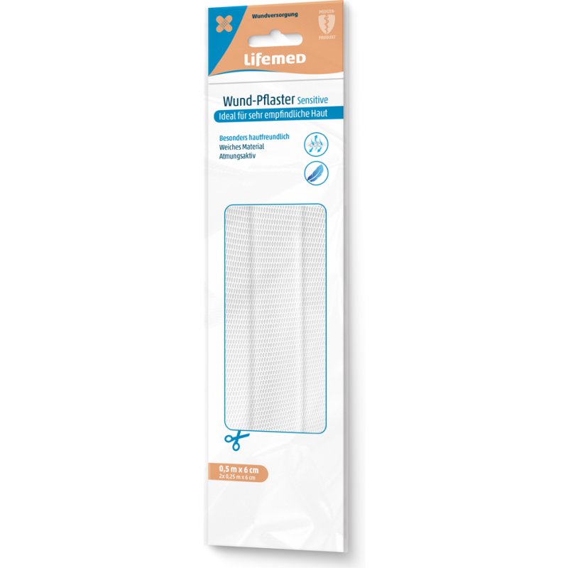 Lifemed pansement plaie Sensible, blanc, 500 mm × 60 mm