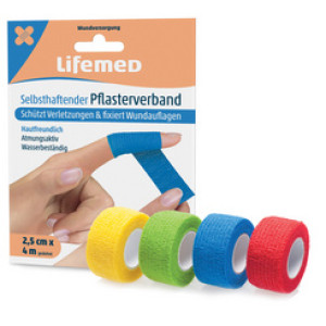 Lifemed zelfklevende verbandpleisters, gekleurde mix, 25 mm × 4,0 m, latexvrij