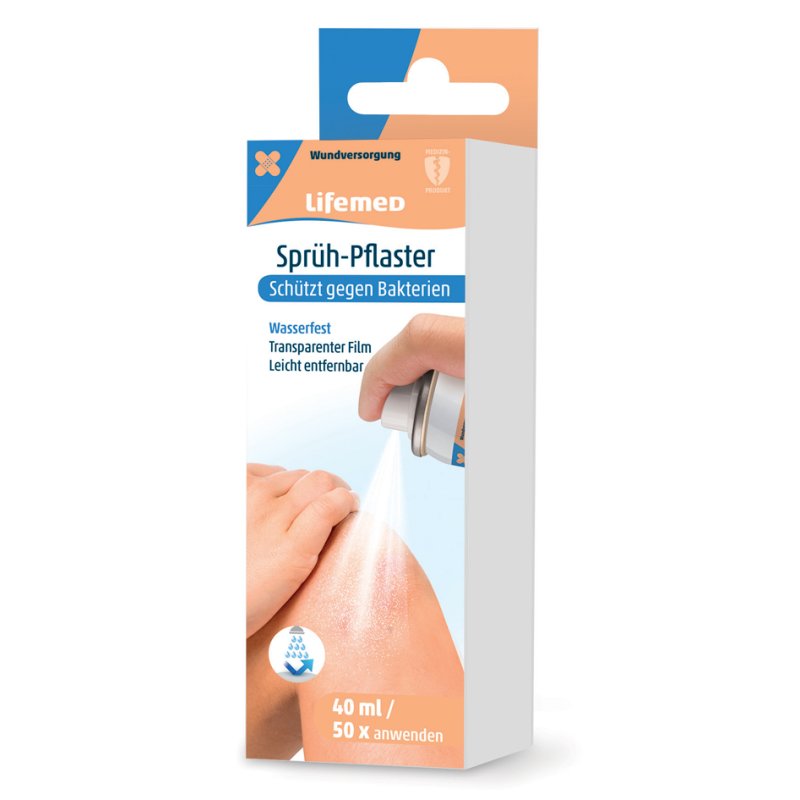 Lifemed pansements spray, 40 ml, résistant à l'eau, transparent