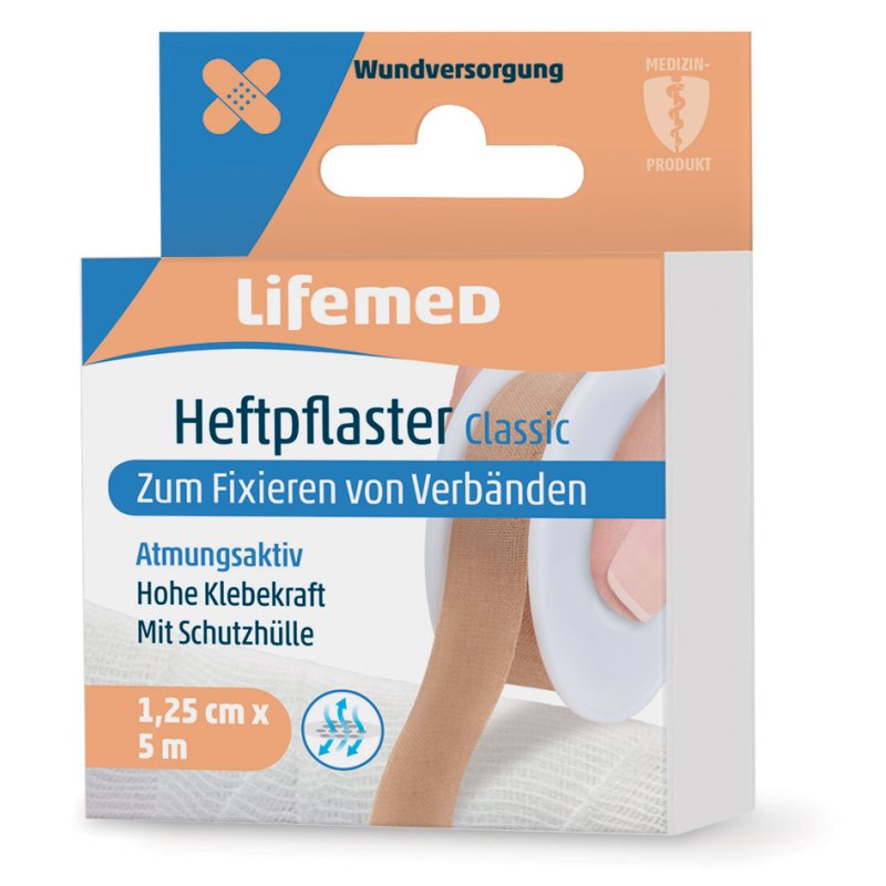 Lifemed rouleau de pansement, couleur chair, coton, 12,5 mm × 5 m