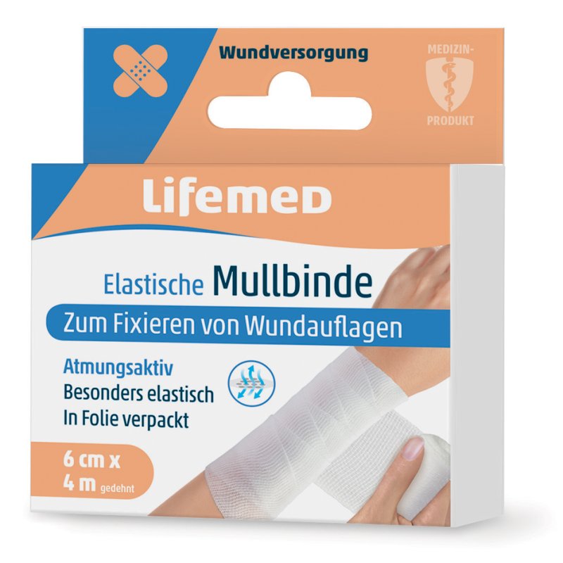 Lifemed gaze élastique, blanc, 60 mm × 4 m