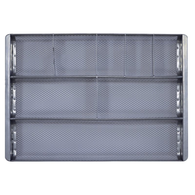 ALBA organiseur de tiroir fil métallique, gris, 7 compartiments, 350×285×25 mm