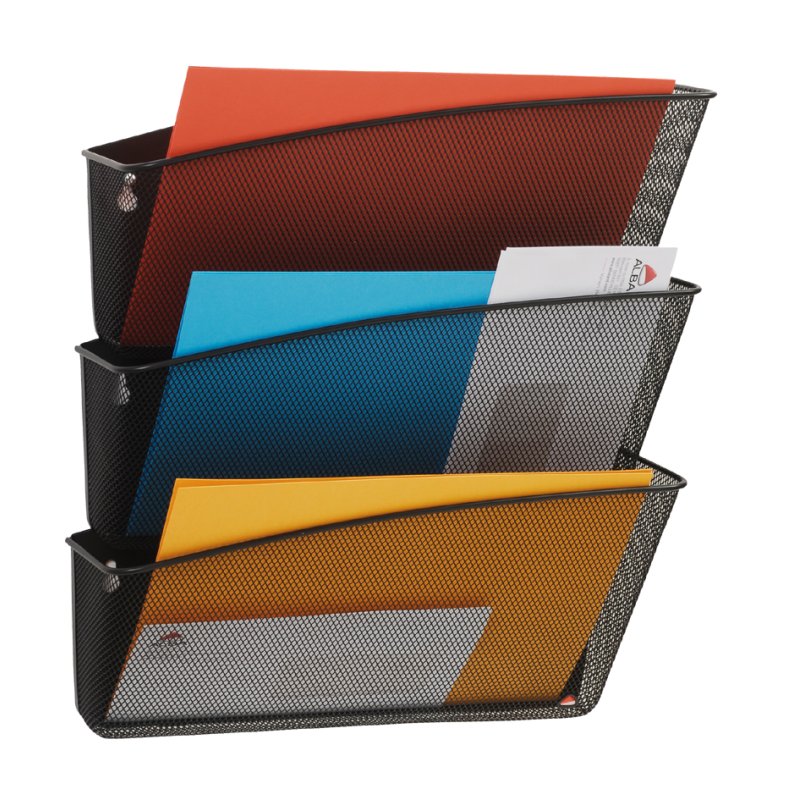 ALBA pinces murales pour brochures MESHFILE, set de 3, noir, DIN A4