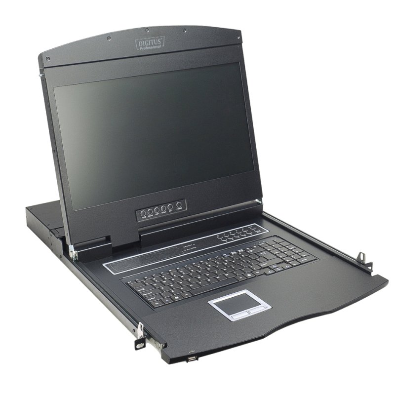 DIGITUS Console modulaire 19" avec commutateur KVM, 8 ports, noir, 1 HE