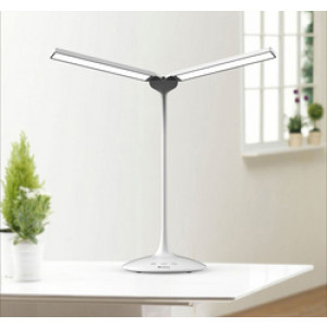 ALBA LED-bureaulamp LEDTWIN, draadloos oplaadbaar, wit, verstelbare koppen