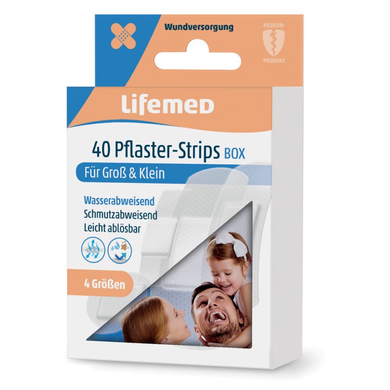Lifemed pansements Allround, semi-couvrant, 40 pièces, boîte métal