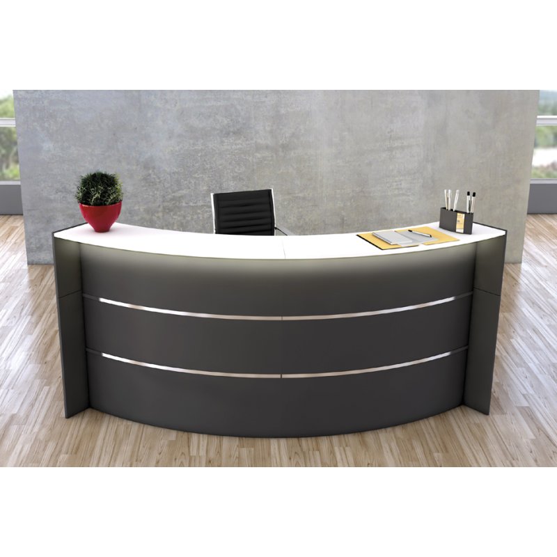 kerkmann comptoir cintré BARI, 2550×1200 mm, anthracite