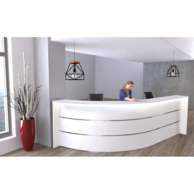 Kerkmann banque d'accueil BARI, 3320 × 1800 mm, blanc