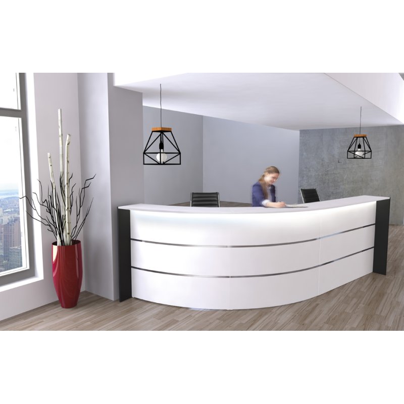 Kerkmann banque d'accueil BARI, 3320 × 1800 mm, blanc