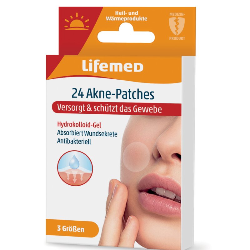 Lifemed patchs anti-acné, transparent, 24 pièces, 3 tailles