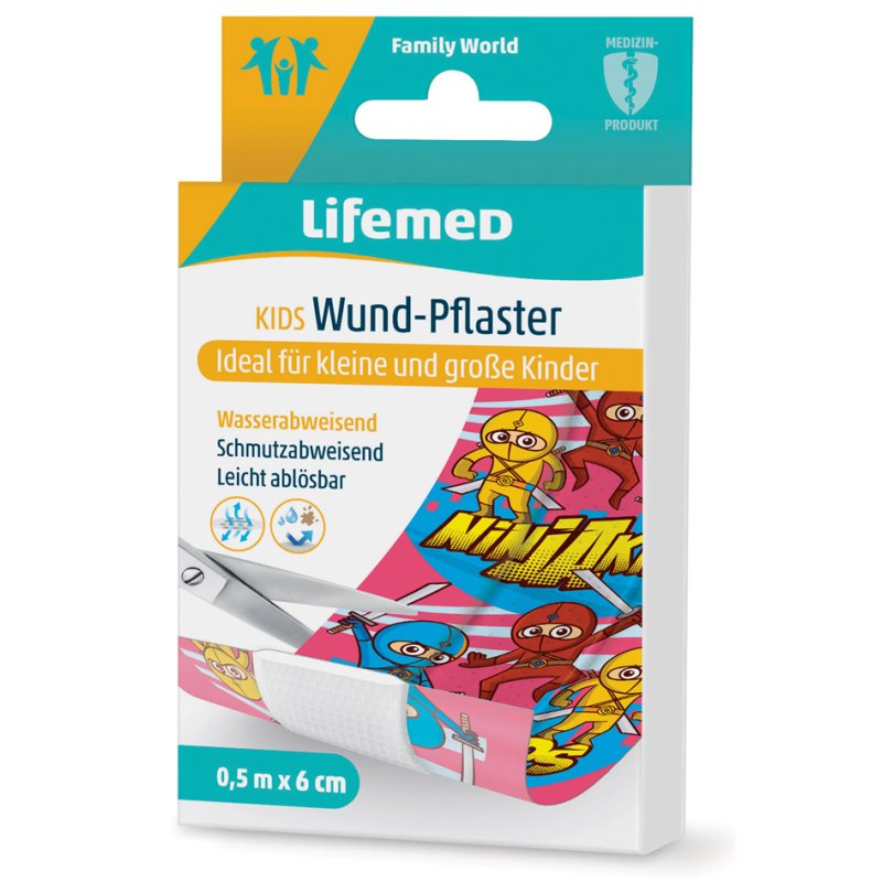 Lifemed pansements enfants Ninja's, PE, imperméable et anti-salissure, respirant