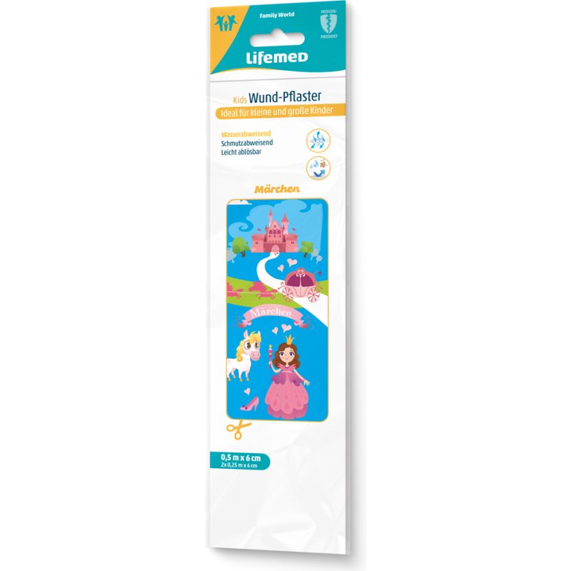 Lifemed pansement enfant Contes de fées, 500×60 mm, PE hydrofuge, respirant
