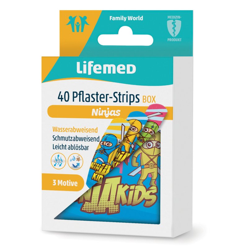 Lifemed pansements Ninja's, boîte métallique, 60×17 mm, 40 pièces