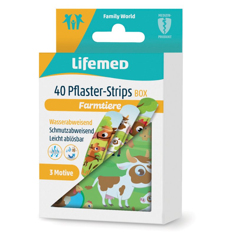 Lifemed pansements animaux de ferme, boîte métallique, 60×17 mm, 40 pièces
