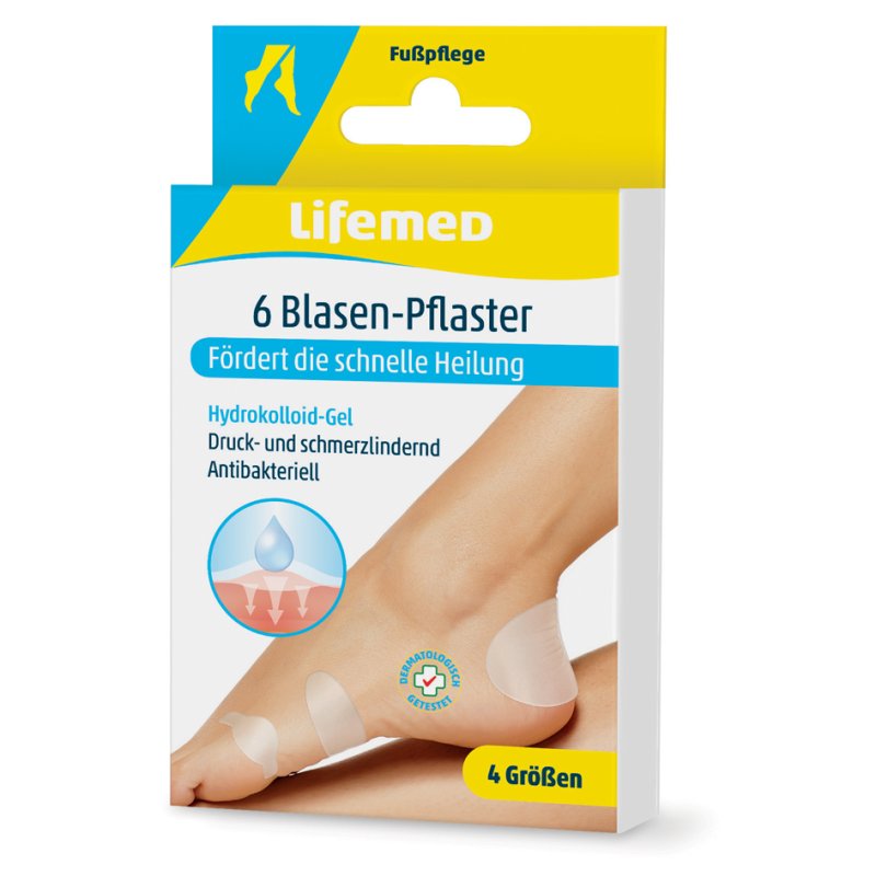 Lifemed pansements ampoules, transparent, gel hydrocelloïde, 6 pièces