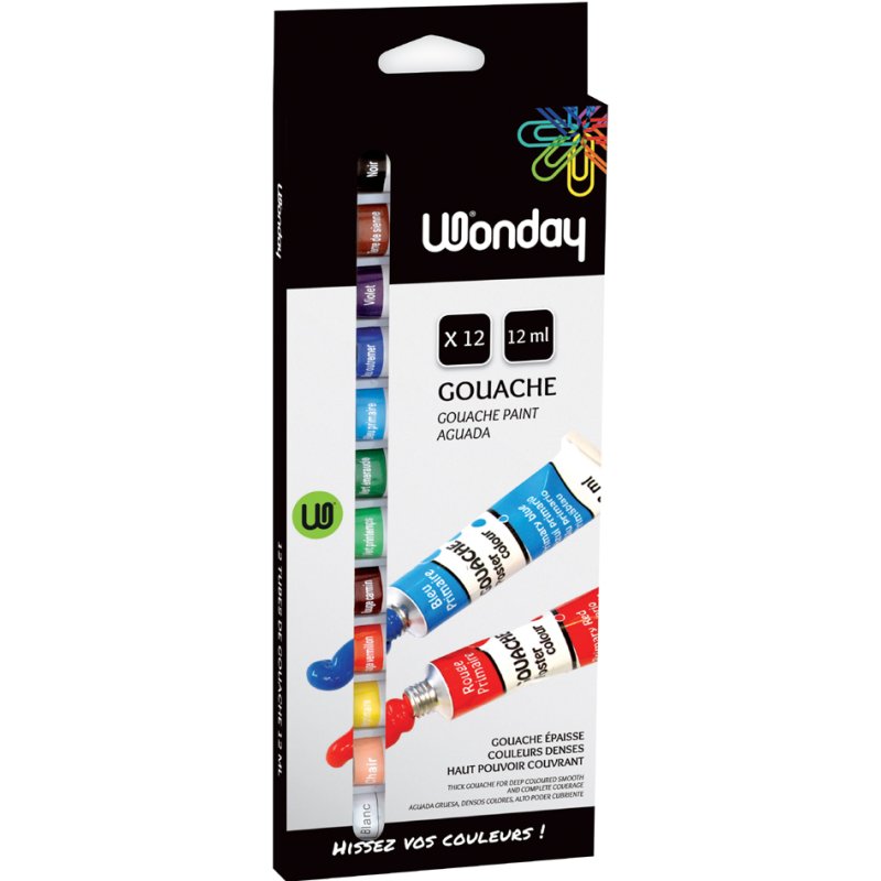 Wonday peinture gouache, 12 ml, couleurs assorties, 5 pièces