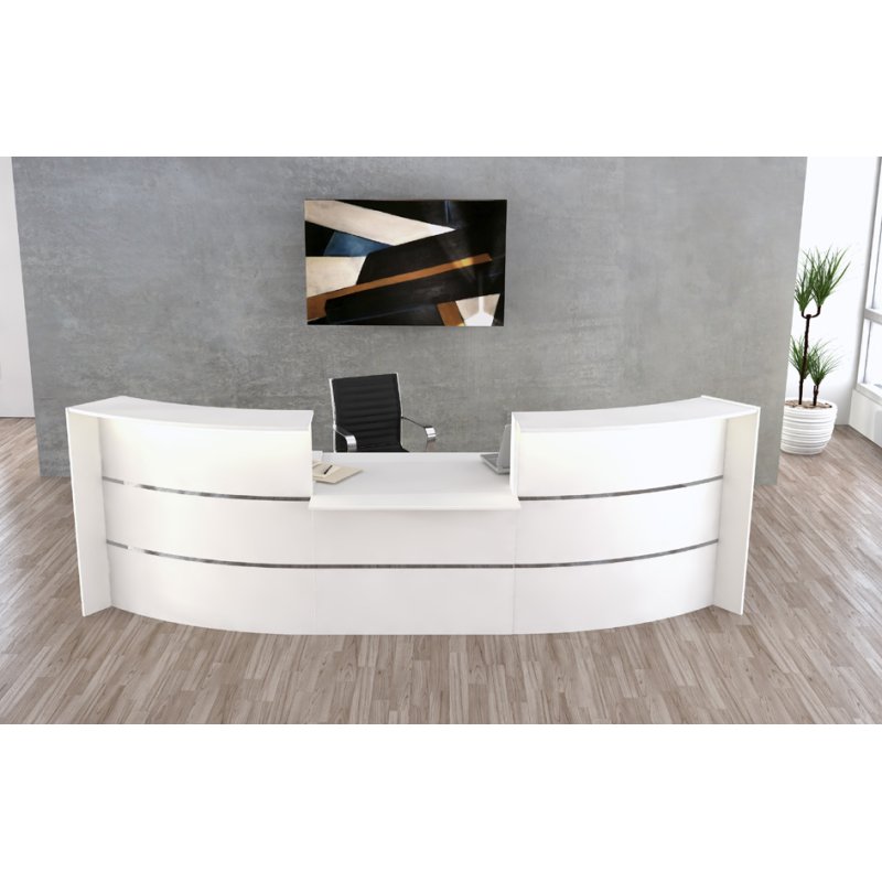 Kerkmann comptoir courbe BARI module bas, blanc/anthracite, 3545×1200×1120 mm