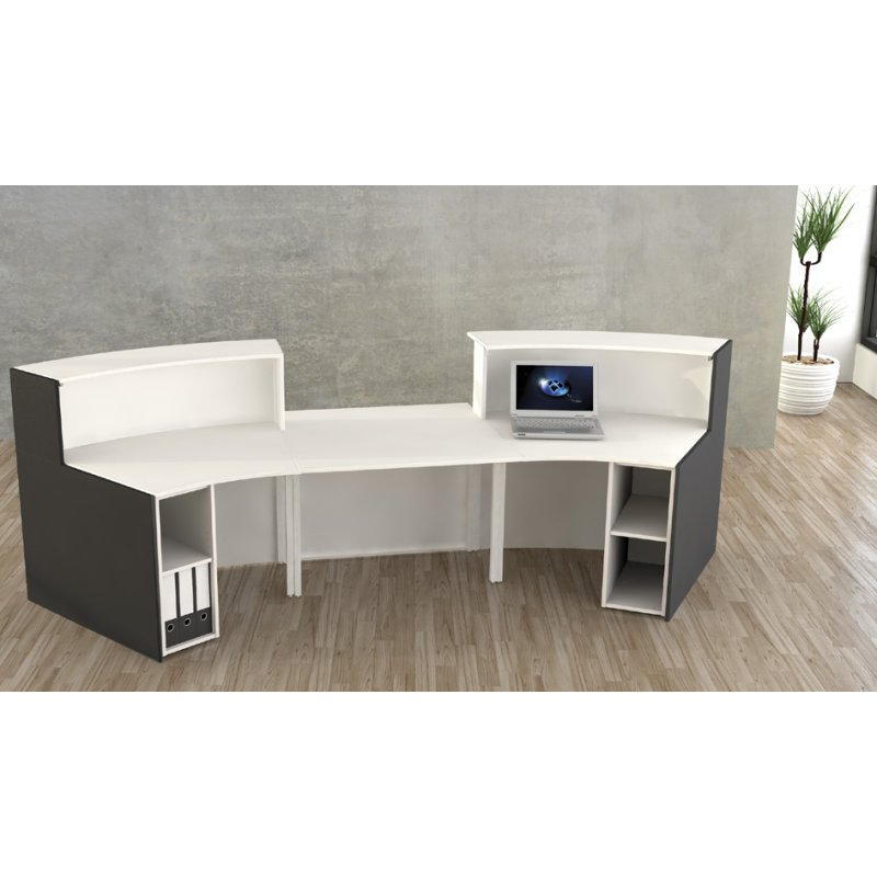 Kerkmann comptoir courbe BARI module bas, blanc/anthracite, 3545×1200×1120 mm
