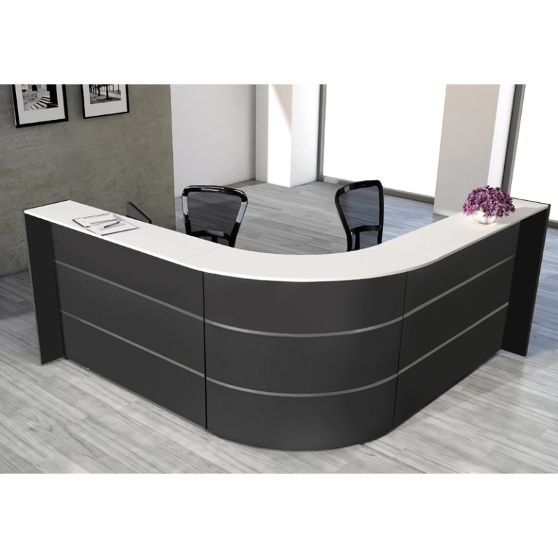 Kerkmann comptoir d'angle BARI, blanc/anthracite, 232×232×112 cm
