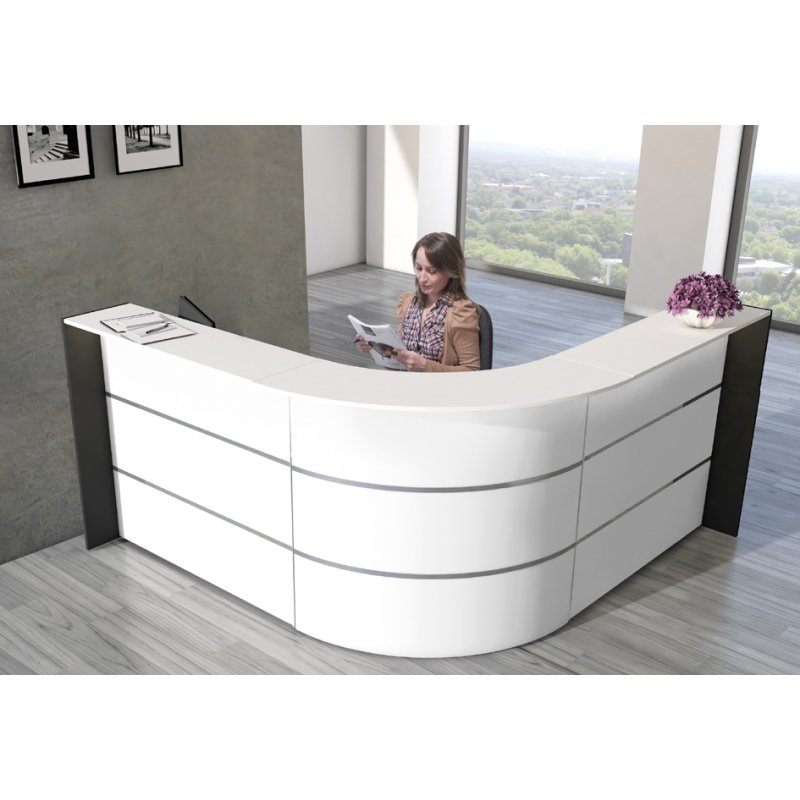 Kerkmann comptoir d'angle BARI, blanc/anthracite, 232×232×112 cm
