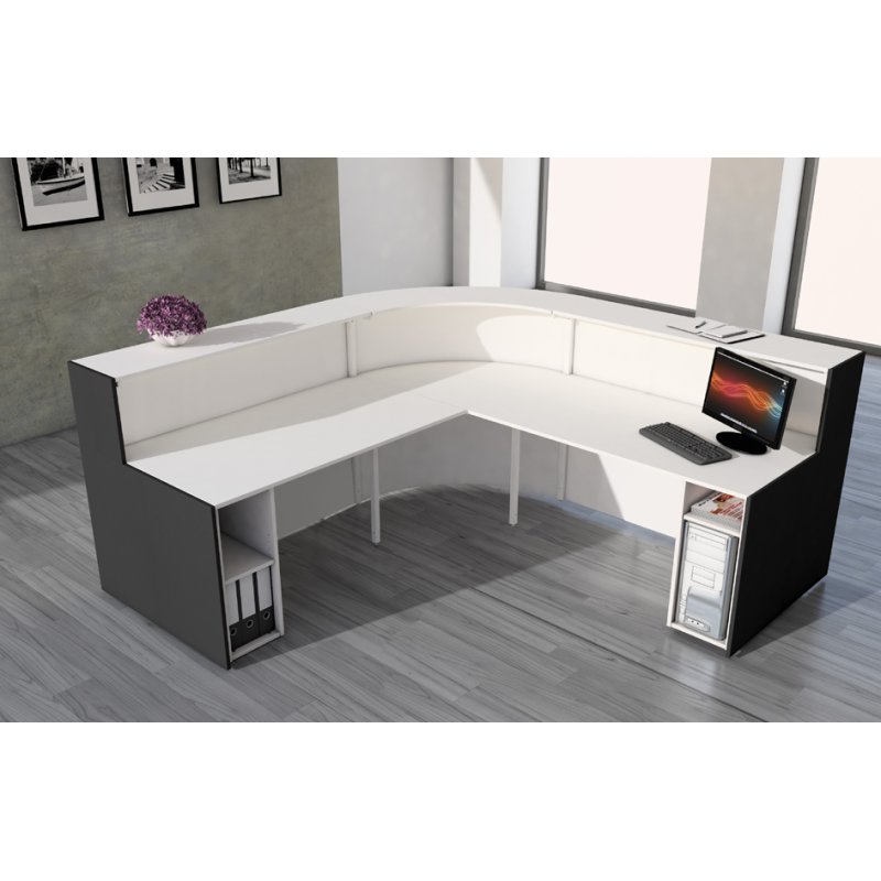 Kerkmann comptoir d'angle BARI, blanc/anthracite, 232×232×112 cm