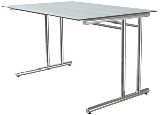 kerkmann bureau ARTLINE, hoogteverstelbaar, glazen tafelblad, 120×80 cm