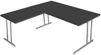 kerkmann bureau ARTLINE met aanbouw, hoogte verstelbaar, antraciet