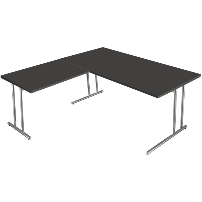 kerkmann bureau ARTLINE avec élément supérieur, hauteur réglable, blanc, 200×100 cm