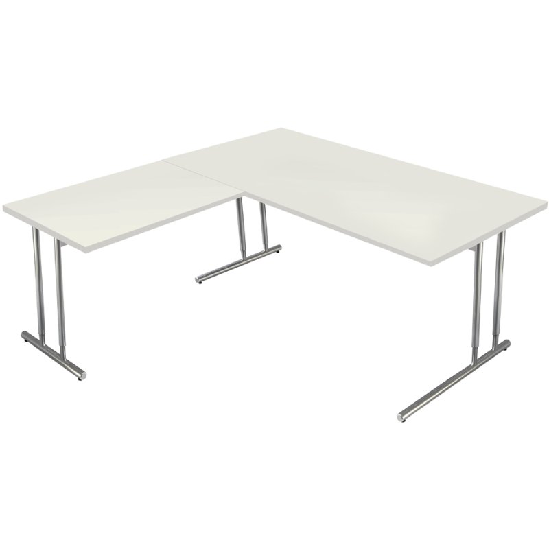 kerkmann bureau ARTLINE avec élément supérieur, hauteur réglable, blanc, 200×100 cm