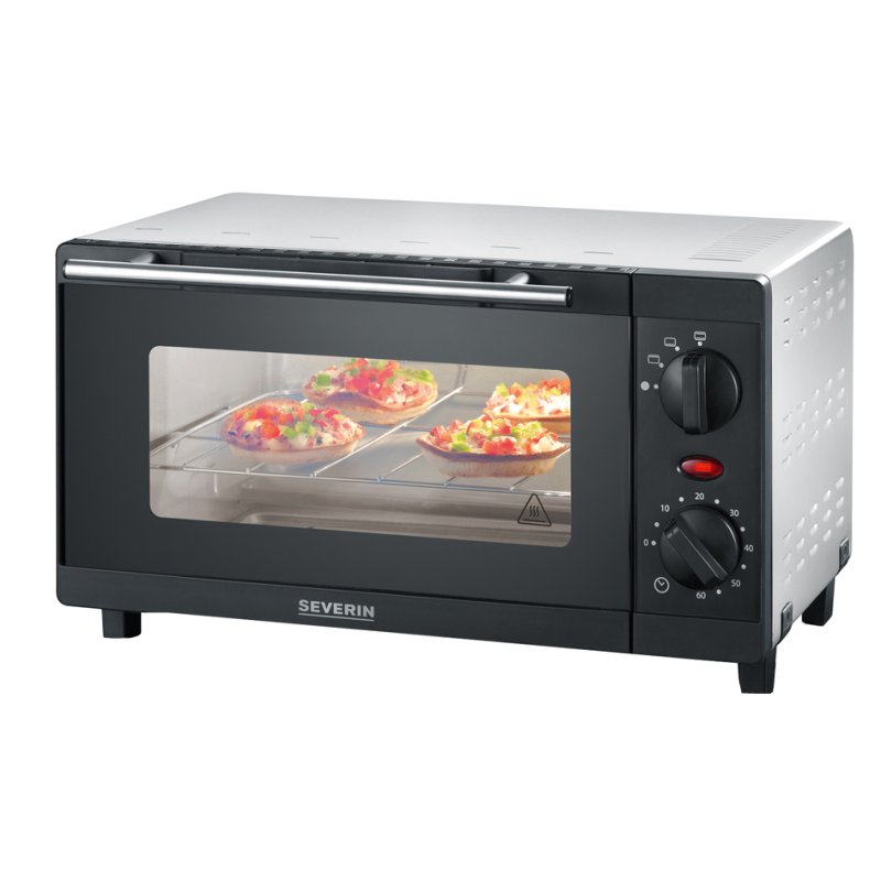 SEVERIN bak- en opwarmoven TO 2052, 800 W, zwart-zilver, 9 liter
