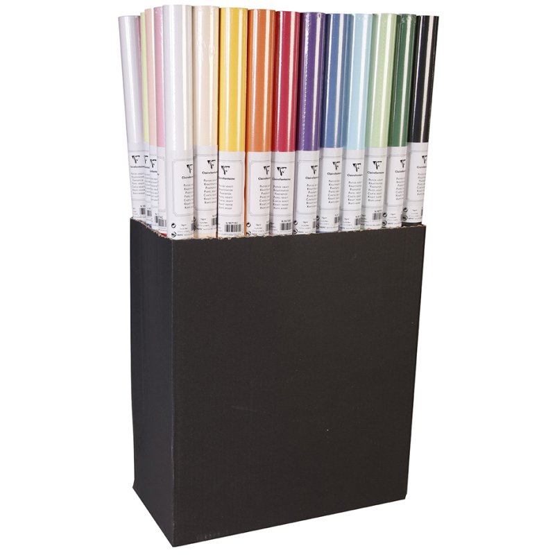 Clairefontaine papier cadeau kraft mat, 70 cm × 3 m, couleurs assorties, 50 rouleaux