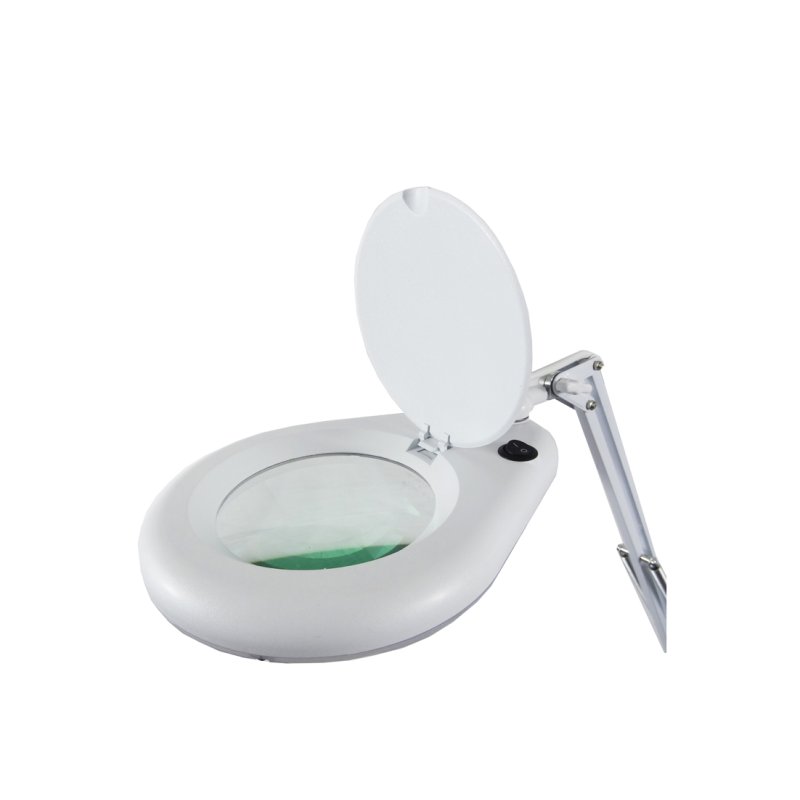 UNiLUX Lampe loupe LED ZOOM, pince de table, blanc, 3 dioptries