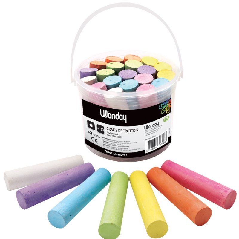 Wonday craies extérieures, 20 pièces, assortiment couleurs, diamètre 25 mm