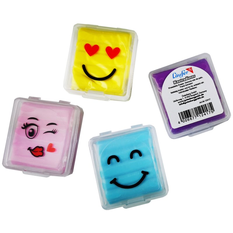 Läufer modelling rubber faces, assorted colours, 18 pieces