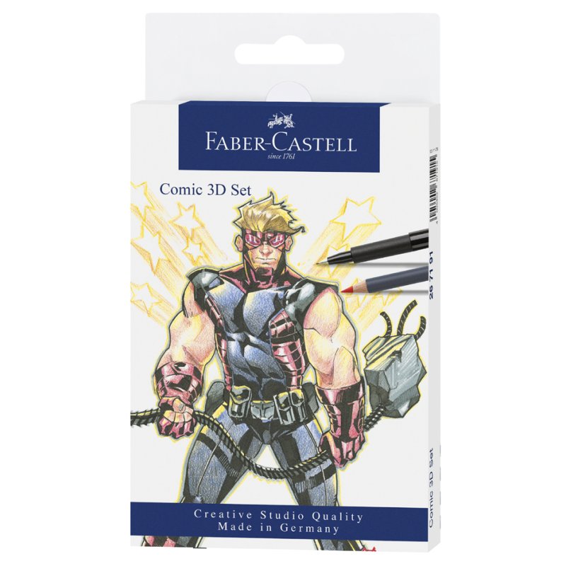 FABER-CASTELL PITT Artist Pen fineliner set, Comic Illustration 3D, 11 pièces