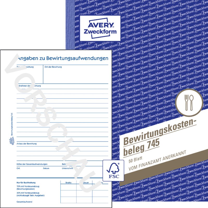 AVERY Zweckform formulierboek kamerrekening, wit, A5 liggend, 50 vel