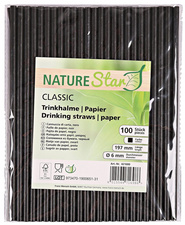 NATURE Star papieren rietjes classic, zwart, 197 mm, 100 stuks