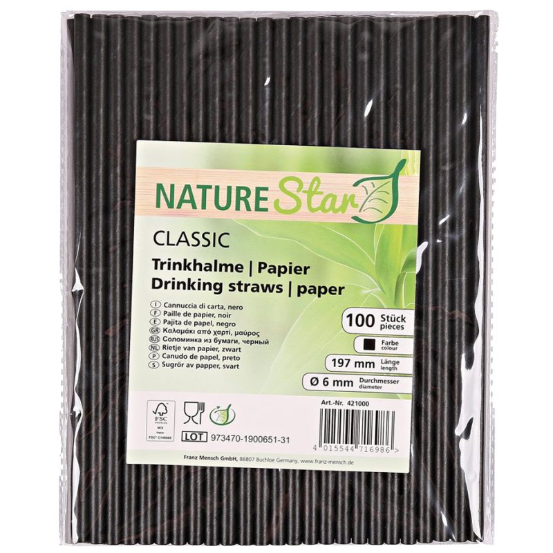 NATURE Star pailles en papier classic, blanc, 197 mm, 100 pièces