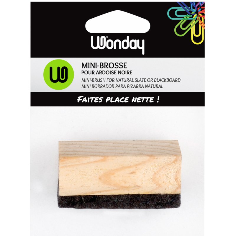 Wonday effaceur pour tableaux noirs, bois, poignée ergonomique, 68×29×31 mm