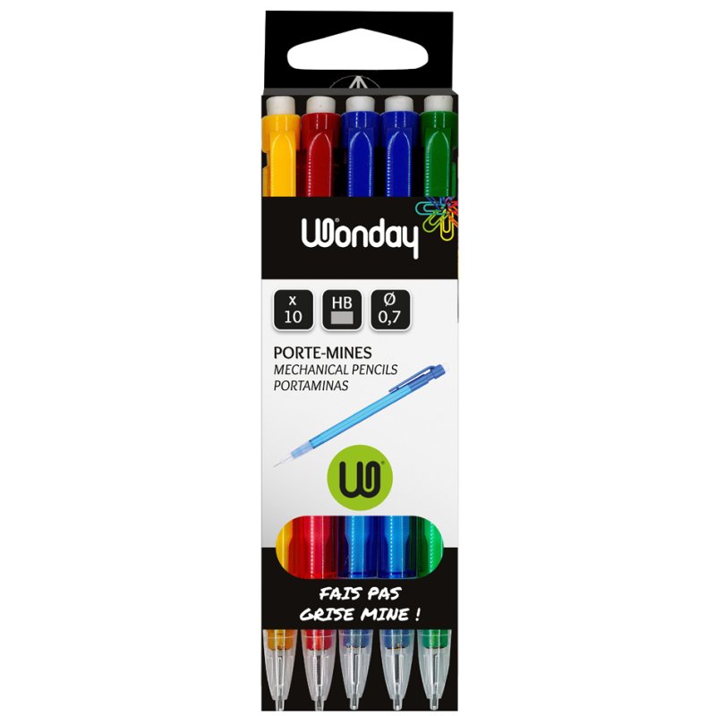 Wonday crayons de couleur, 0,7 mm, avec gomme, 10 pièces