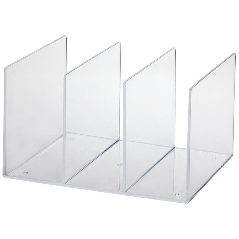 MAUL acrylic magazine holder, transparent, 3 compartments, 85 mm compartment width