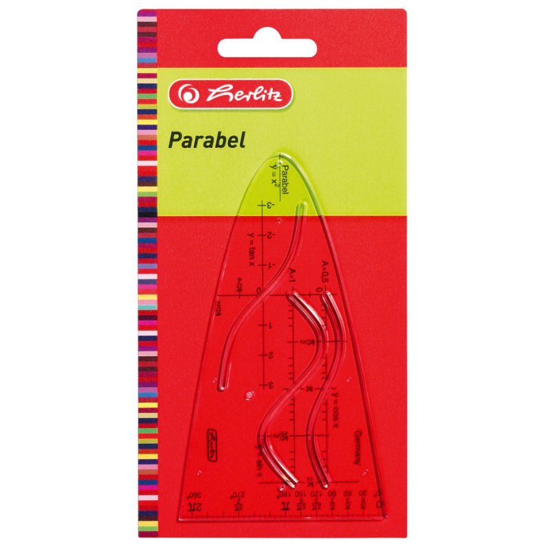 herlitz tekensjabloon sinus/cosinus-curves, 122 x 70 mm, transparant kunststof
