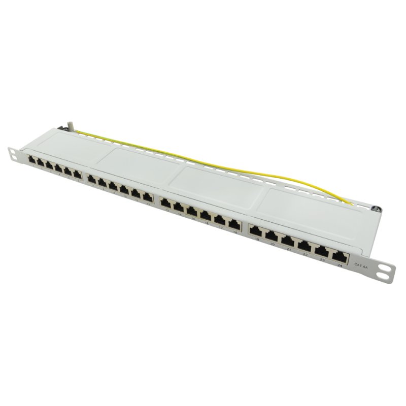 LogiLink Professional 19" patch panel Cat.6A, 24 ports, light grey, 0.5 U