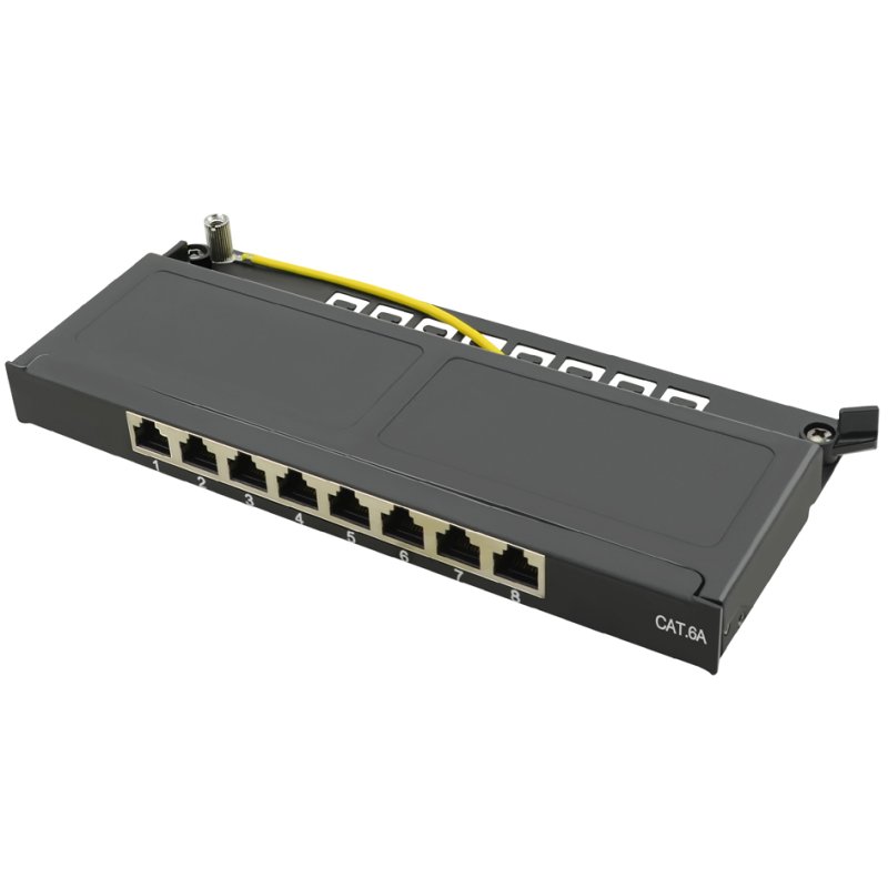 LogiLink Professional mini patch panel Cat.6A, 8 ports, black, 0.5 U