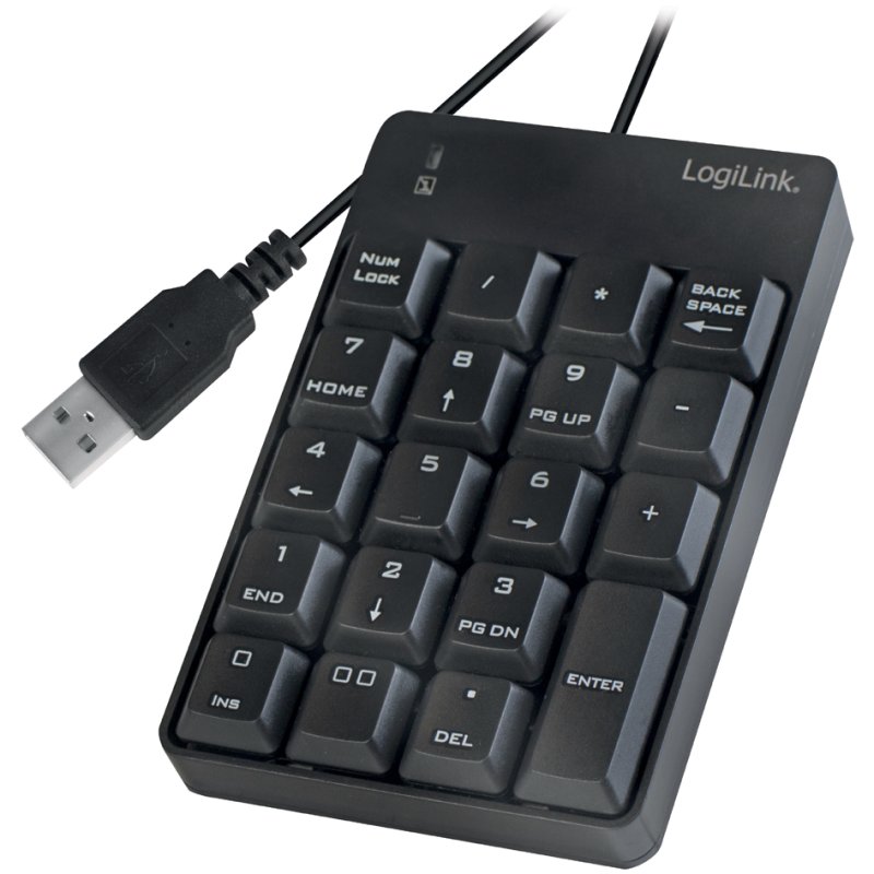 LogiLink USB numeric keypad, wired, 19 keys, black