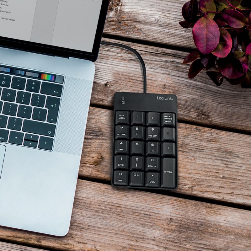 LogiLink USB numeric keypad, wired, 19 keys, black