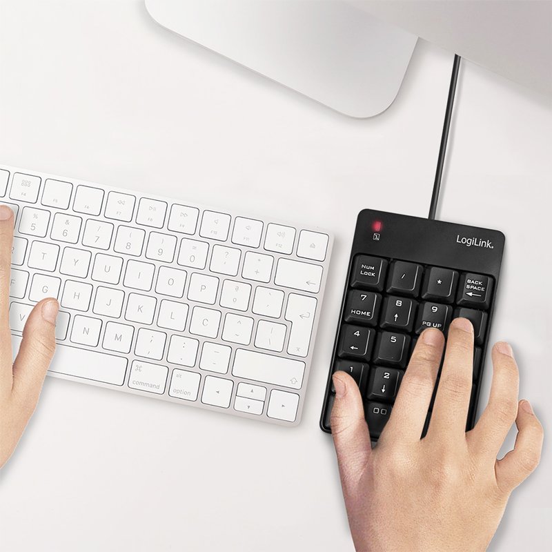LogiLink USB numeric keypad, wired, 19 keys, black