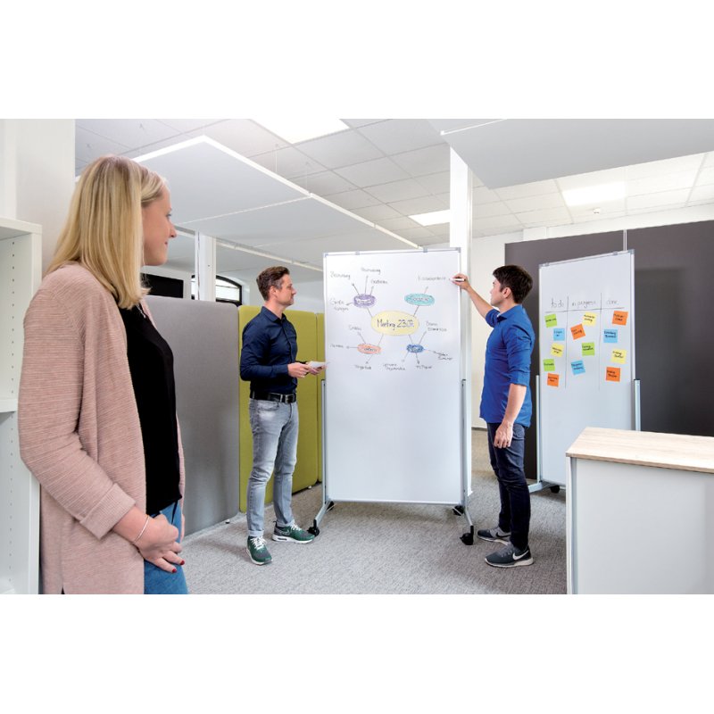 MAUL tableau blanc mobile MAULpro easy2move, magnétique, 750×1800 mm, cadre aluminium