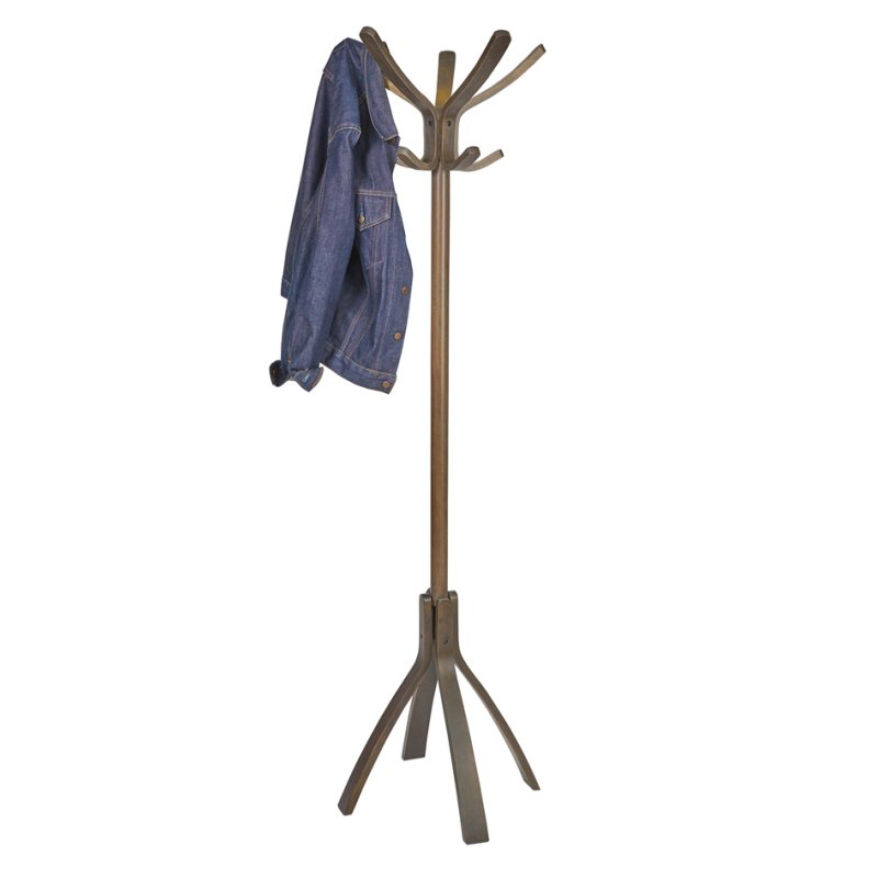 ALBA garderobestandaard CAFE, donker hout, 176 cm hoogte, 10 haken